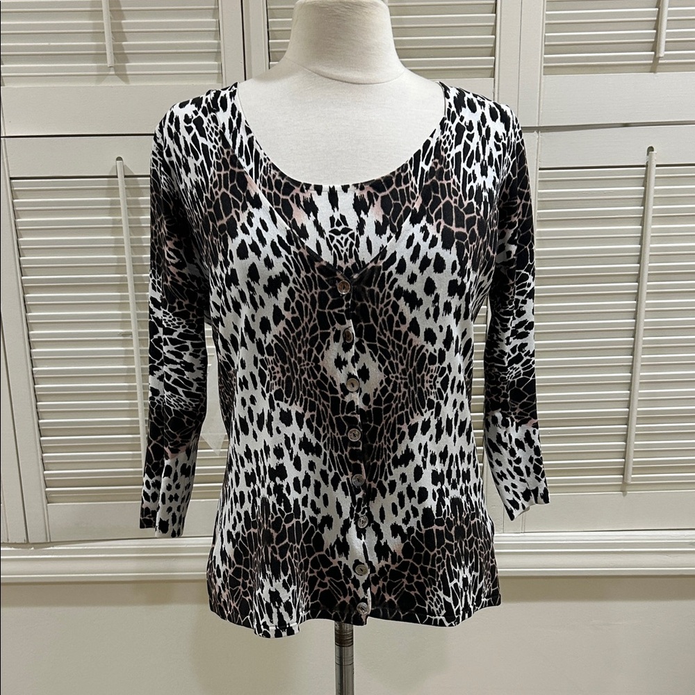 Vintage Merric Leopard Print Women's sweater set Top